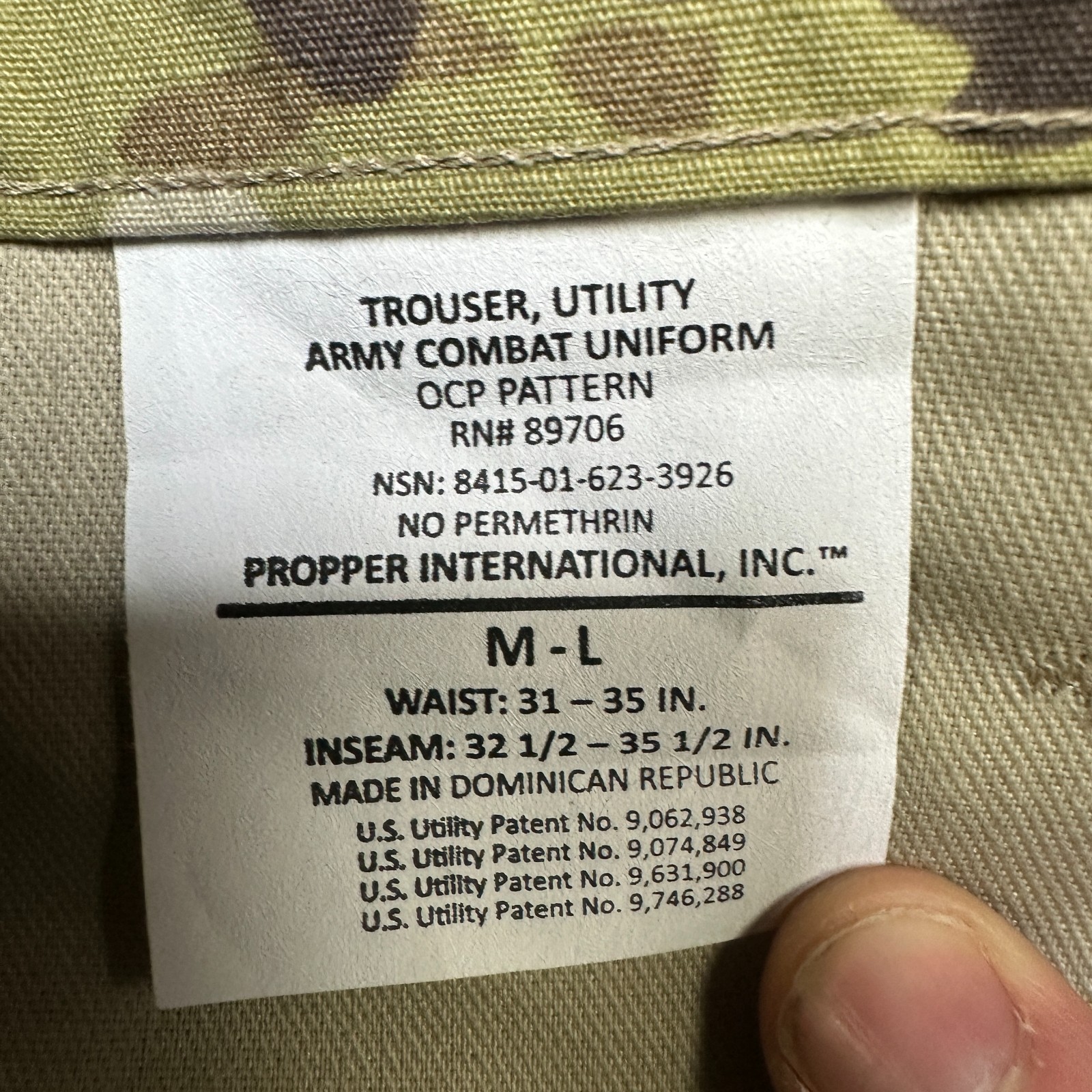 US Army Combat Pants Mens Medium Long 34x34.5 Multicam OCP Cargo Tactical image 8