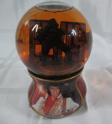 Elvis Presley Hound Dog Musical Snow Glitter Globe Bradford Exchange w/Box + COA