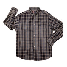 Chaps Ralph Lauren Vintage Button Up Shirt Men's XL Blue Beige Plaid Long Sleeve