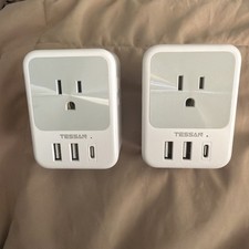 UK Travel Plug Adapter 2 Pack with 4 Outlet USB C for US to UK a 