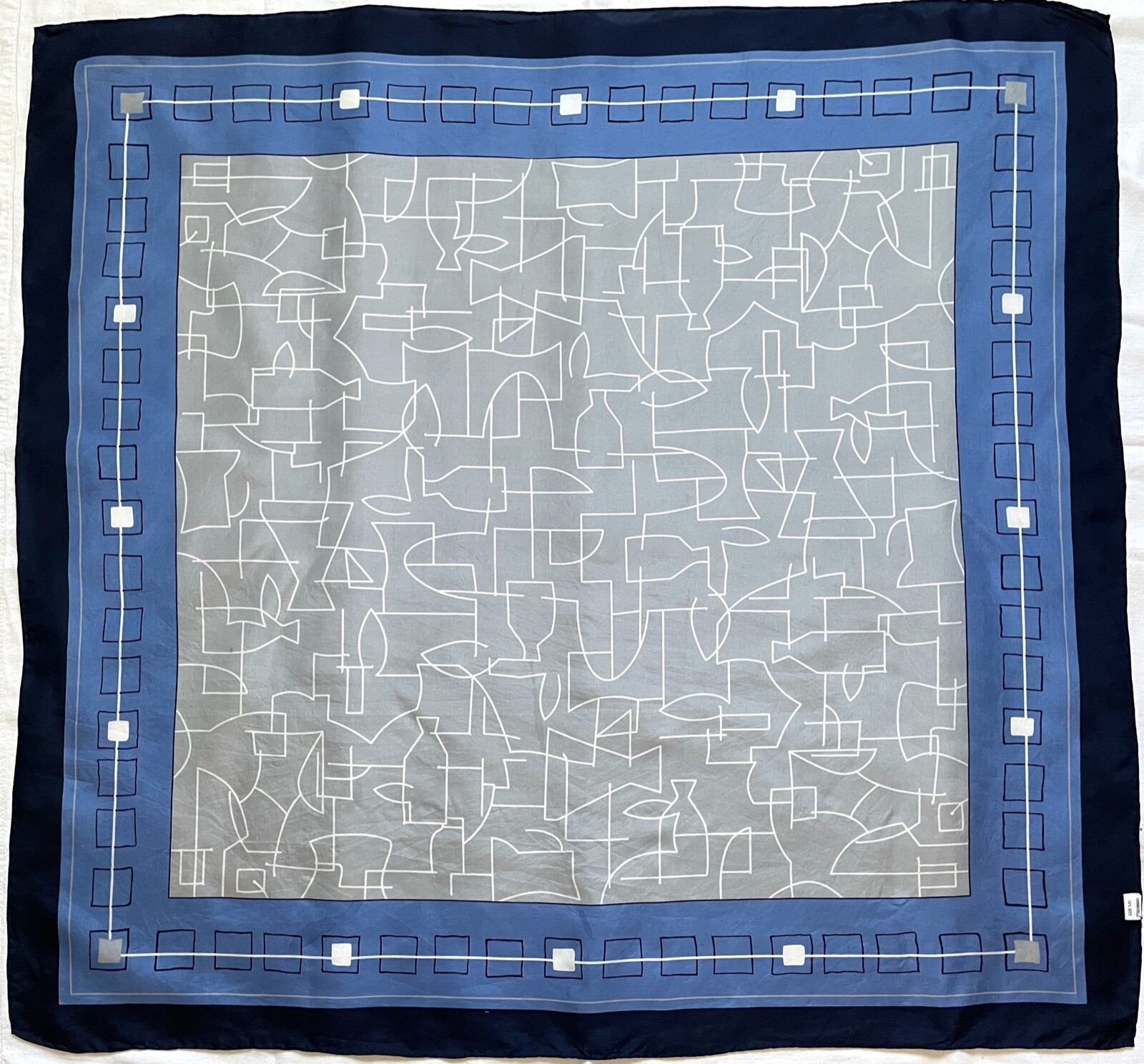 Modern Art Geometric Blue Gray White Glass Bottles Silk Scarf