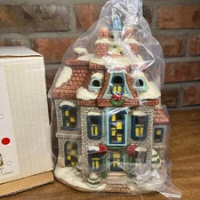 1987 Lefton Colonial Christmas Village Greystone House #06339 Design Byron Wood