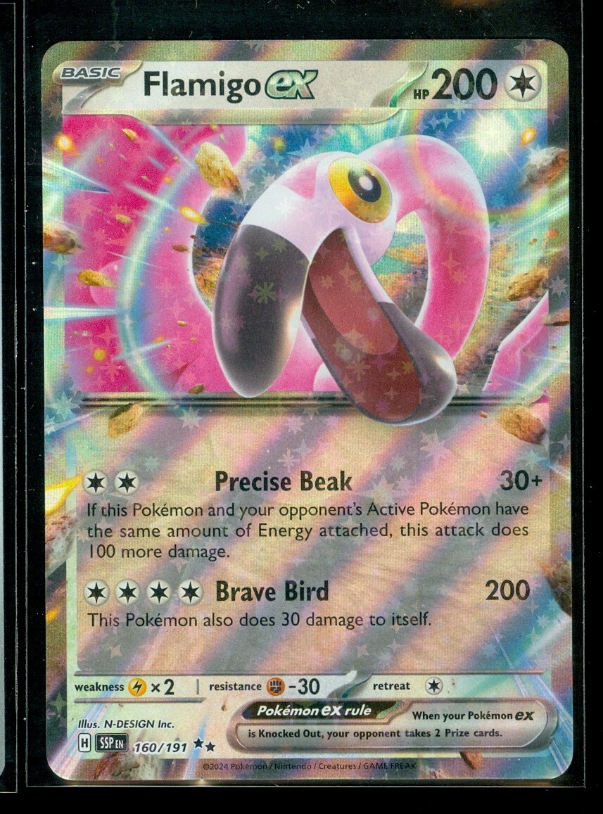 Pokemon FLAMIGO EX 160/191 - Surging Sparks - ULTRA RARE HOLO - MINT