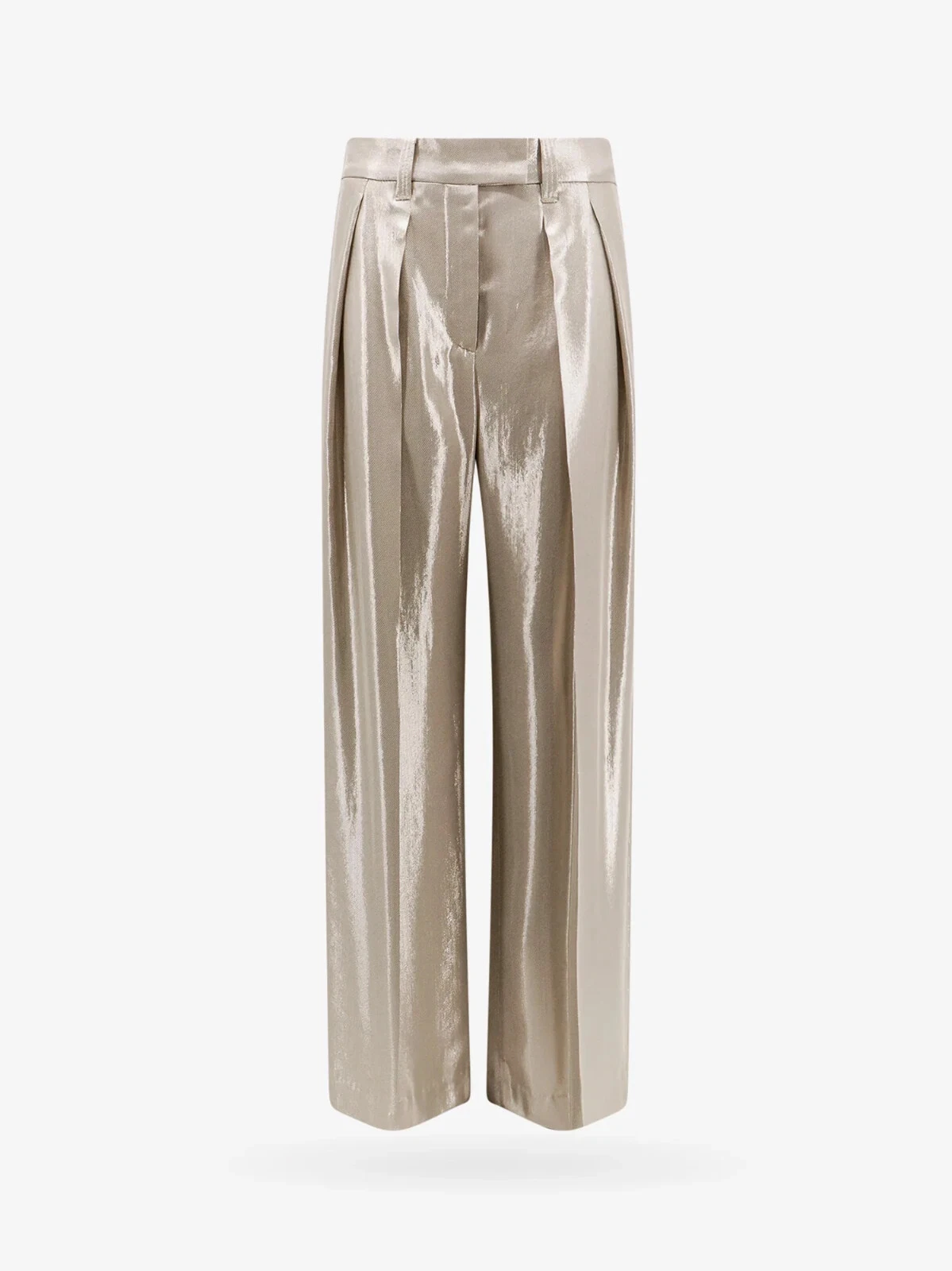 Brunello Cucinelli — BRUNELLO CUCINELLI 2695$ Pants / Trousers - Pleated Metallic Twill Wide-Leg