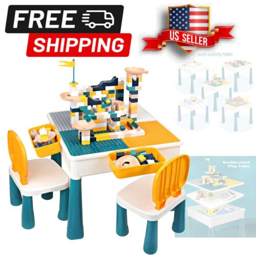 Ergonomic Kids Table & Chair Set with 100 Blocks - Perfect for Learning Play