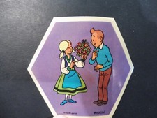 RARE ANCIENS AUTOCOLLANTS TINTIN PUBLICITAIRE VACHE QUI RIT 1972/ ACHAT UNITAIRE