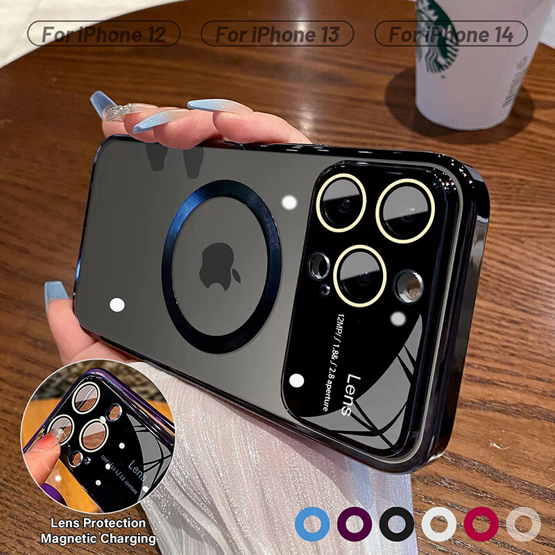 Slim Clear MagSafe Hard Case for iPhone 15 Pro Max 14 13 12 with Camera Protection