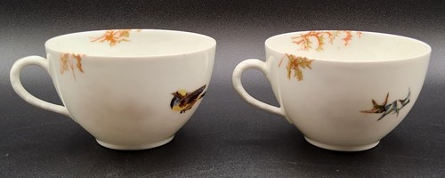 Antik H&C Haviland & Co Limoges 2 Tassen 1 Untertasse Vögel und Ast Design - Bild 4 von 8