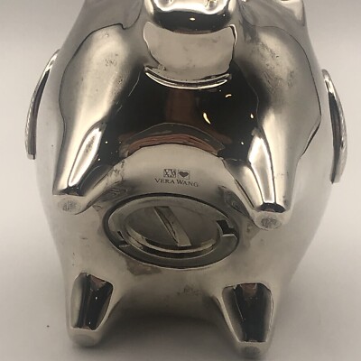 Wedgwood Silver Plated Piggy Bank By Vera Wang 4.5” Long 3.5” Tall