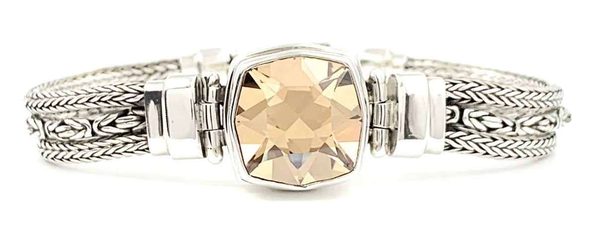 Sarda Sterling Silver 925 Peach Quartz Byzantine Bracelet 6.5” | eBay