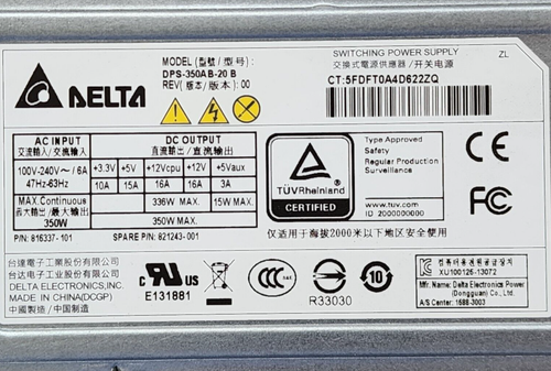HP 821243-001 350W Cabled Power Supply Unit for HP ProLiant ML30 G9 - Picture 2 of 3