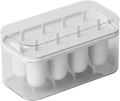 Vassoio per cubetti di ghiaccio con coperchio e cestino, riutilizzabile a 2 strati, portatile, senza BPA, facile rilascio, 48 vassoi per ghiaccio per congelatore, bevande, cocktail, feste (blu