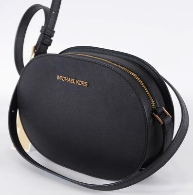 NEW Michael Kors Black Saffiano Leather Jet Set Travel OVAL