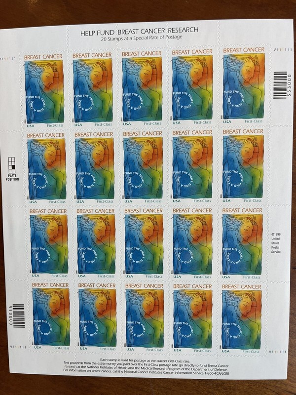 2014 Help Fund Breast Cancer Research MNH Sheet 20x63¢ Stamps MINT B1