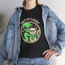 Cat UFO | Invasion Meme Retro Alien Cat UFO T-Shirt, Free Shipping, S-3XL