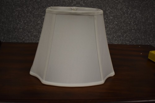 14" SHANTUNG SILK HANDSEWN LAMPSHADE HEAVY DUTY FRAME PIPED SEAMS FRENCH OVAL