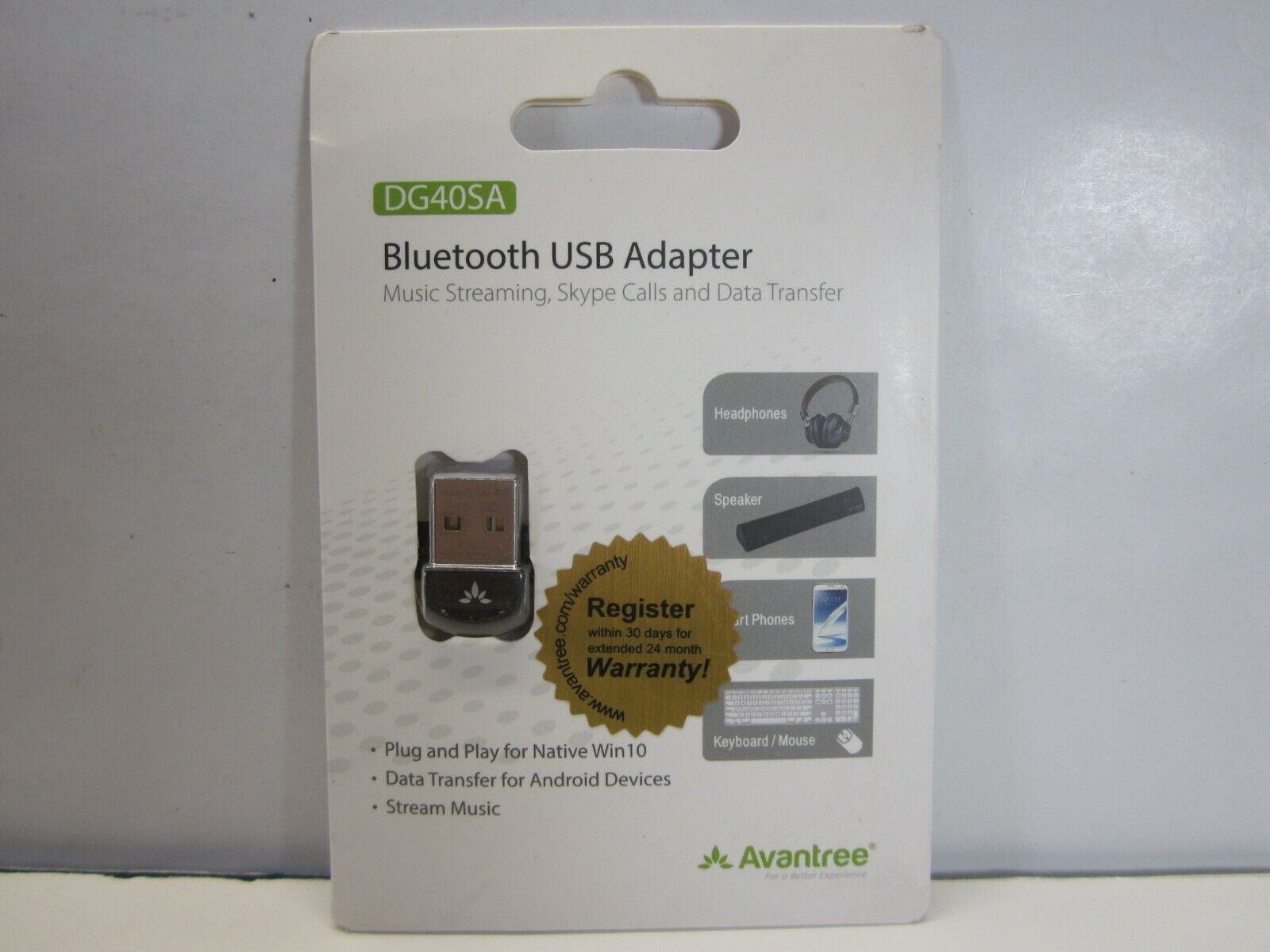 Avantree DG40SA Dedicated Windows 10 Bluetooth USB Adapter, Wireless Black (New)
