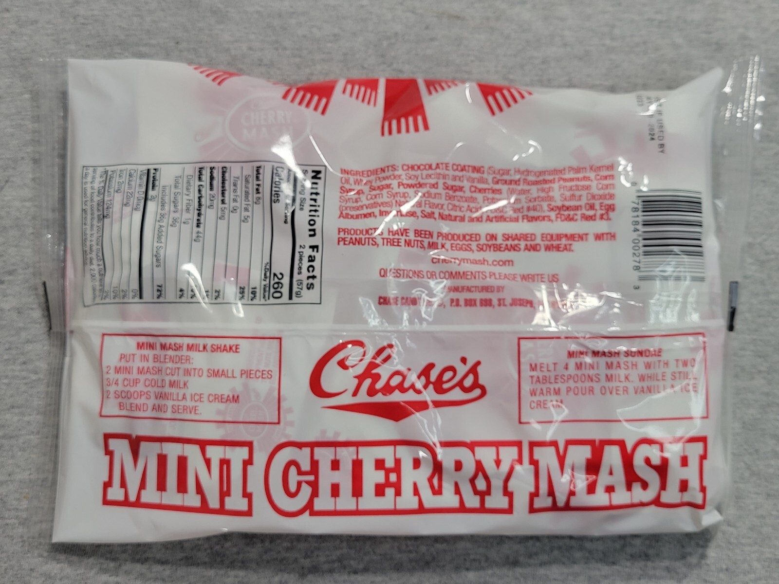 New Chase's Cherry Mash Mini Candy Bars 12 oz. Bag Retro Candy