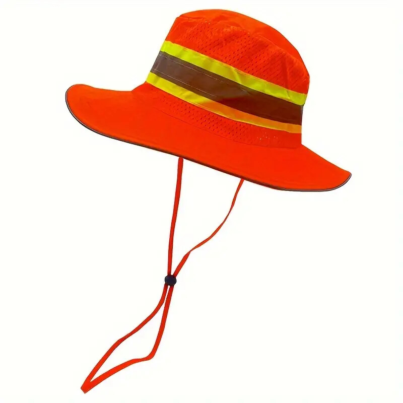 Hi Vis Reflective Work Safety Neck Flap Boonie Hat  Bucket Cap