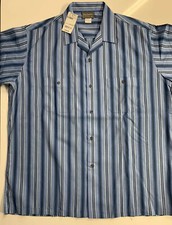 NOS Vtg TRIUMPH of California Men  s Blue Stripe Short Sleeve Shirt Size XL tags 