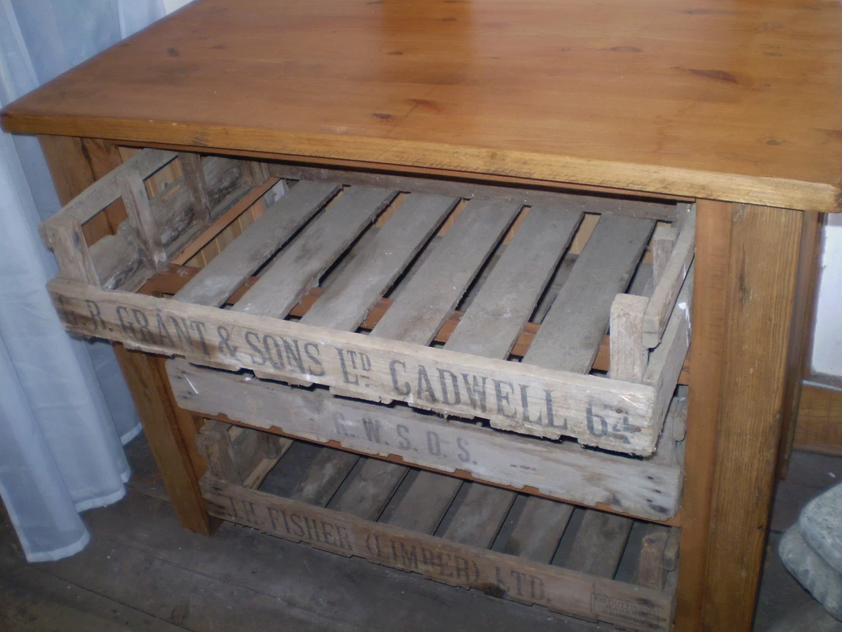 ANTIQUE PINE BAKERS CHEST RACK STORING PREPARATION OF KITCHEN VEGETABLES