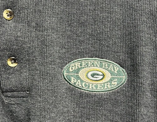 Green Bay Packers NFL True Fan Men’s Long Sleeve Polo Shirt Gray Size 2XL - Picture 2 of 4