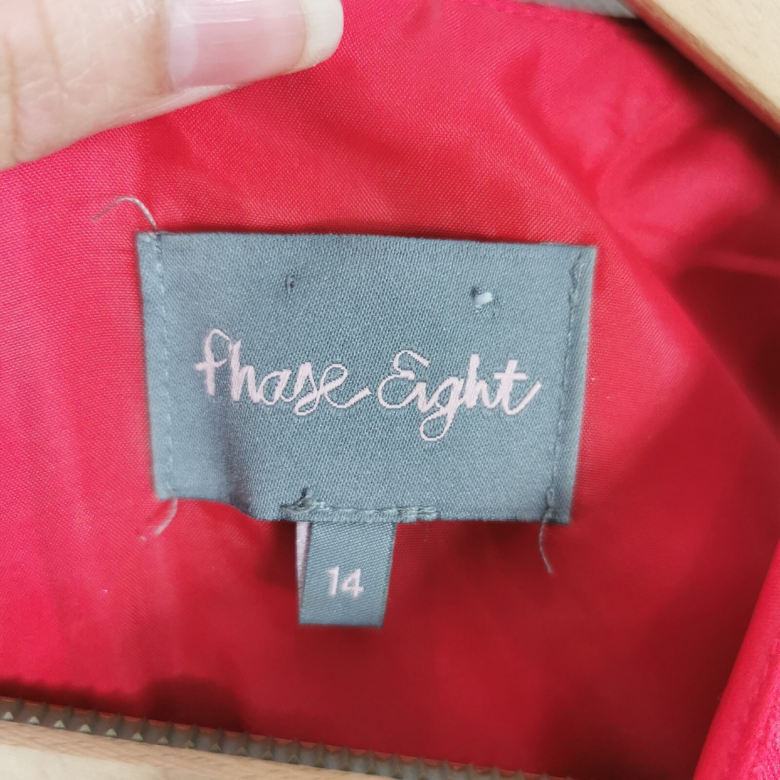 Ladies Dress Size 14 PHASE EIGHT Red Textured A Line Pockets Party