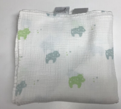 3B ADEN ANAIS Blue Green HIPPO Cotton Muslin Receiving Swaddle Baby Blanket