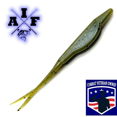 ALL IN FISHING 12ct 5" or 4" green pumpkin blue pearl forktail fluke Split Tail Jerk Bait .