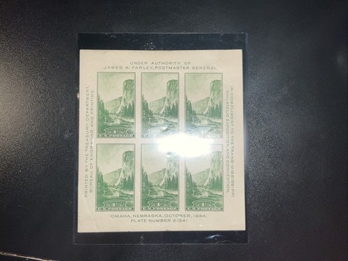 1934, 10. Oktober Scott #751 Trans-Missississippi Souv. Bogen Expo postfrisch OG, H - Bild 1 von 2