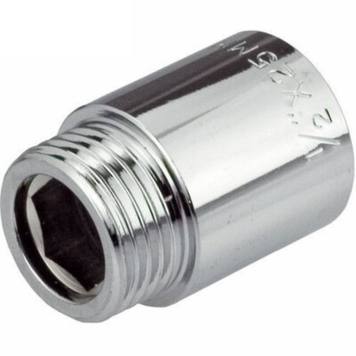 1/2'' (15mm) Rohrgewindeverlängerung IG x AG verchromtem Messing 15mm lang