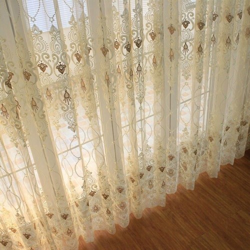 European Embroidered Curtains Net Fabric Tulle Window Drape Pelmets Sheer Screen - Picture 6 of 12
