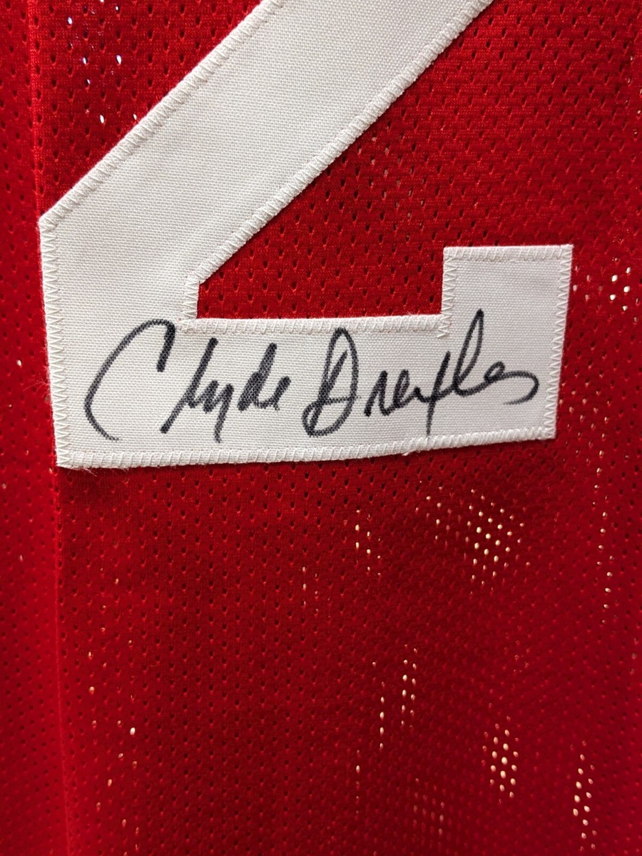 Houston Rockets Clyde Drexler Signed Red Custom Jersey #22 SZ XL