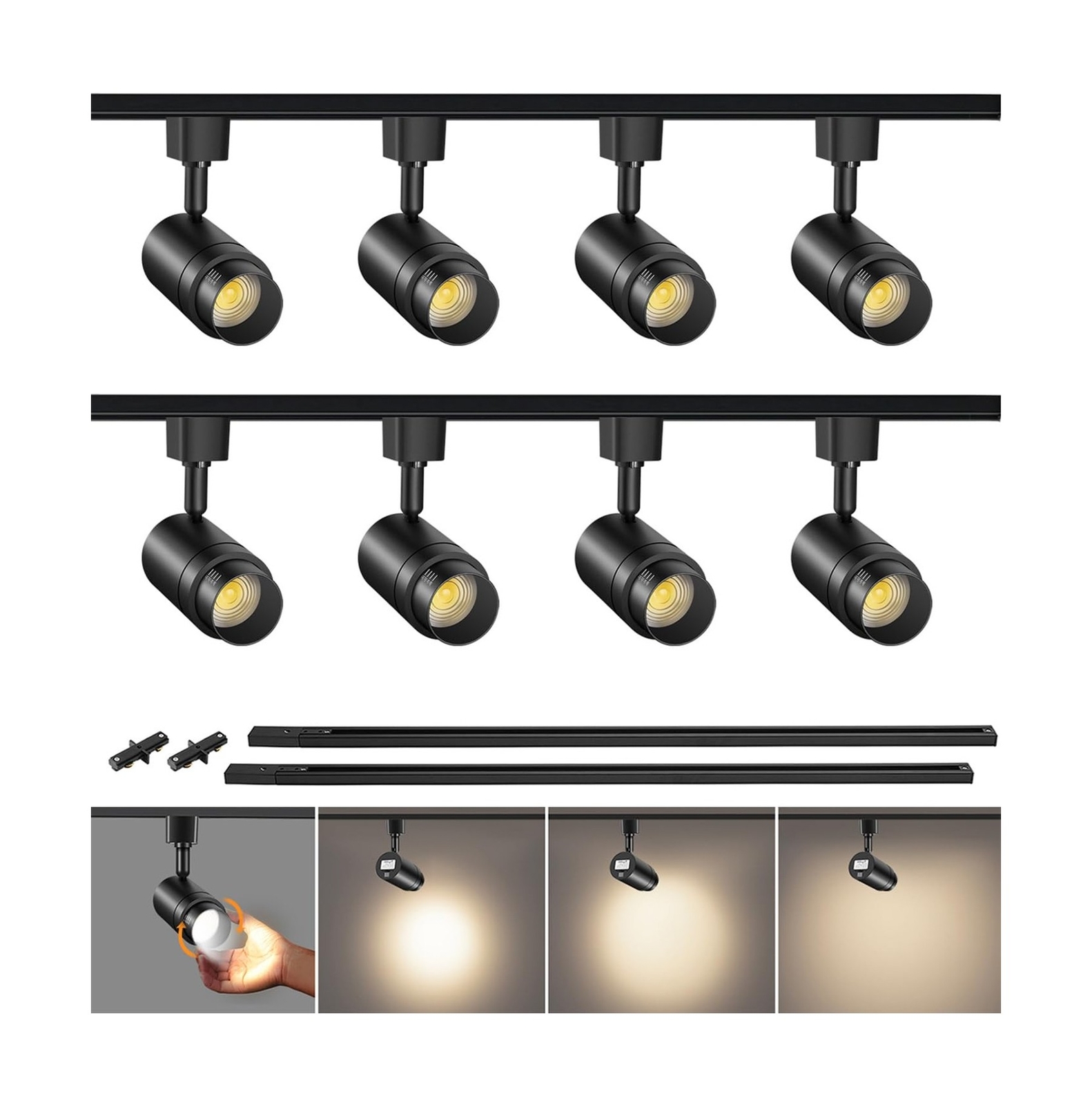 Zoomable 8 Lights LED Track Lighting Kit with 6.6FT H Type Track Lighting Rai...