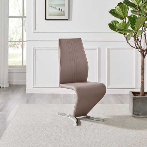 (x2) WILLOW 'Z' Faux Leather Silver Chrome Black/White/Grey/Yellow Dining Chairs - Picture 19 of 36