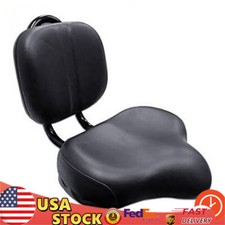 Bike Saddle Seat w/ Backrest Bicycle Extra Wide Comfort Leather Cushion Soft Pad