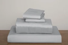 Queen Size Light Gray Solid Sheet Set 1000 Thread Count 100% Egyptian Cotton