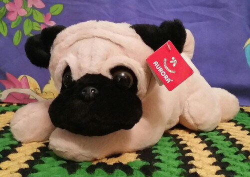Very cute 30cm laying plush PUG puppy by Aurora - Picture 2 of 2