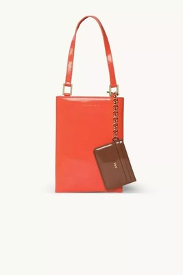 New Dylan Kain The Ella Patent Phone Bag With Coin Purse Orange