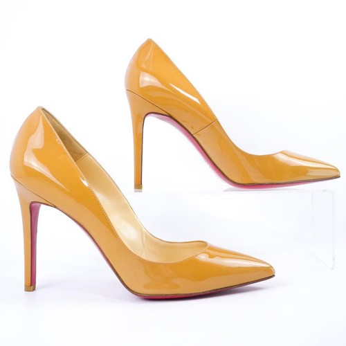 Christian Louboutin Size 38 Women's Pointed Toe Patent Leather Pumps in Beige - Picture 11 of 18