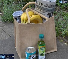 5x Jute Bags Medium Size Hessian Luxury Plain Tote Natural Eco Reusable Shopping