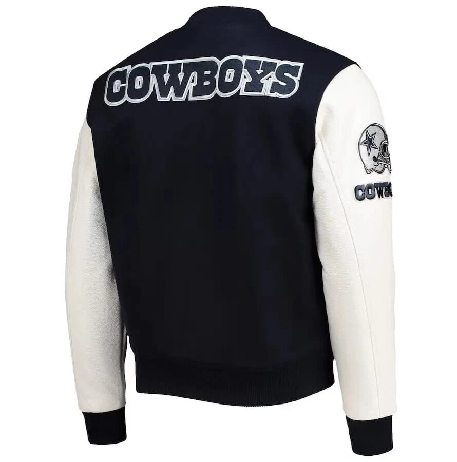 Dallas Cowboys Black and White Letterman  Baseball Jacket