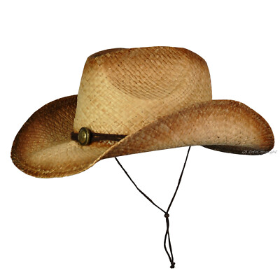 Westernhut Stroh Cowboy Strohhut Westernstyle Country Gr. 57/58 One-Size *051