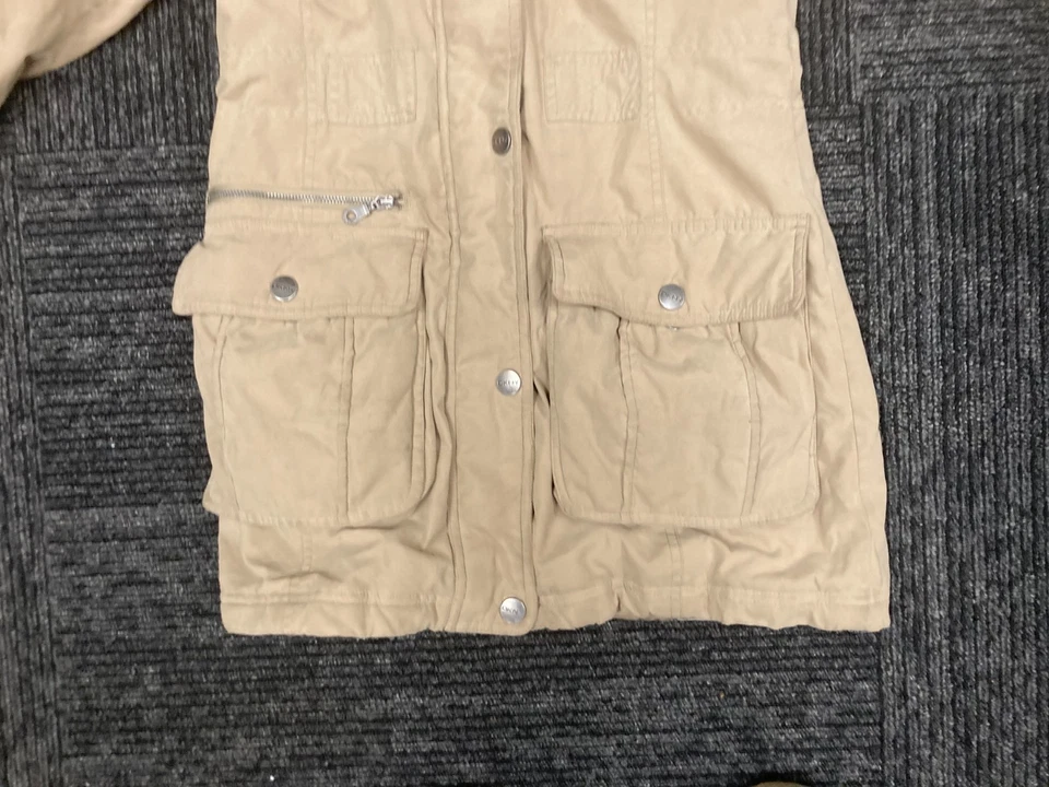 Chaqueta de abrigo acolchada DKNY para mujer con capucha hasta la rodilla talla XS Foto 2 de 4