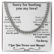 I'm Sorry Necklace Gift - Apology Card for Partner - Romantic Jewelry Present