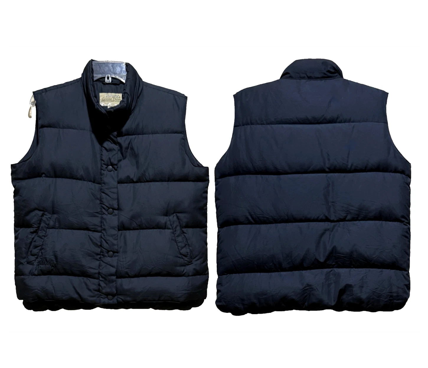 Cabela's Goose Down 550 Fill Puffer Vest Mens Sz M Snap Insulated Outdoor Jacket