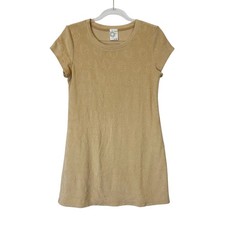 Aerie Smiley Face Terry Cloth T-Shirt Dress Women's Size Small Tan