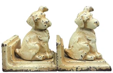 ANTIQUE LITTCO CAST IRON PAIR OF PUPPY BOOKENDS LITTLESTOWN FOUNDRY PA CA 1920S