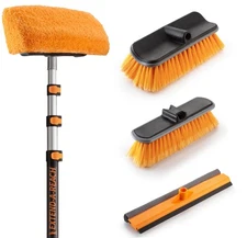 20 Foot Exterior House Cleaning Brush Set with 4-12 ft Extension Pole // Viny...