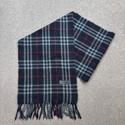 Burberry London Schal 60x12 cm blau 100% Lammwolle Made England Nova Check